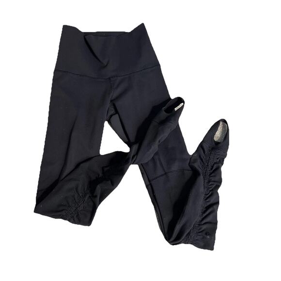 Lululemon Wunder Under Stirrup Tights Ruched High Rise Black Size 4 - Picture 1 of 15